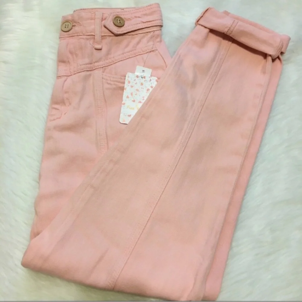 We The Free | NWT Free People Soft Pink City of Lights High Rise Jeans - Picture 5 of 14